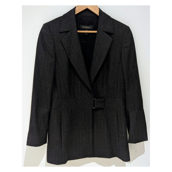 ✨ESCADA Vintage Blazer~Charcoal w/Pink Pinstripe~Size 36 - Picture 11 of 11
